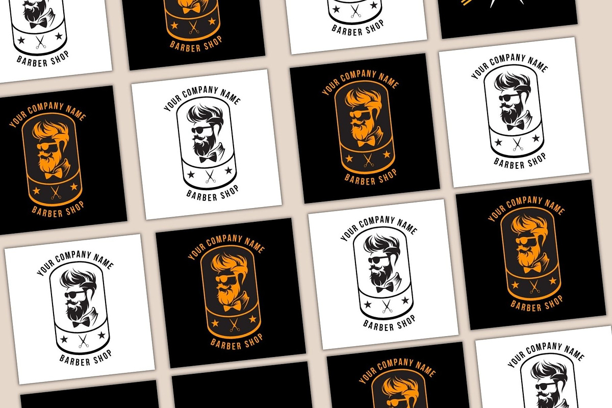 Unique Barber Shop Brand Logo Design, a Branding & Logo Template by Mishek Munene (Photo 4 of 7)