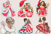 Christmas Glam Lady Clipart Bundle, a Seasonal Illustration by SVGArt (Thumbnail 3 of 5)