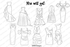 Fashion Dresses Stamps For Procreate