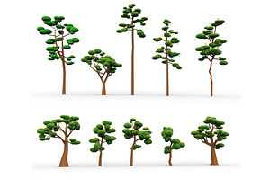 10 Low Poly Cartoon Tree