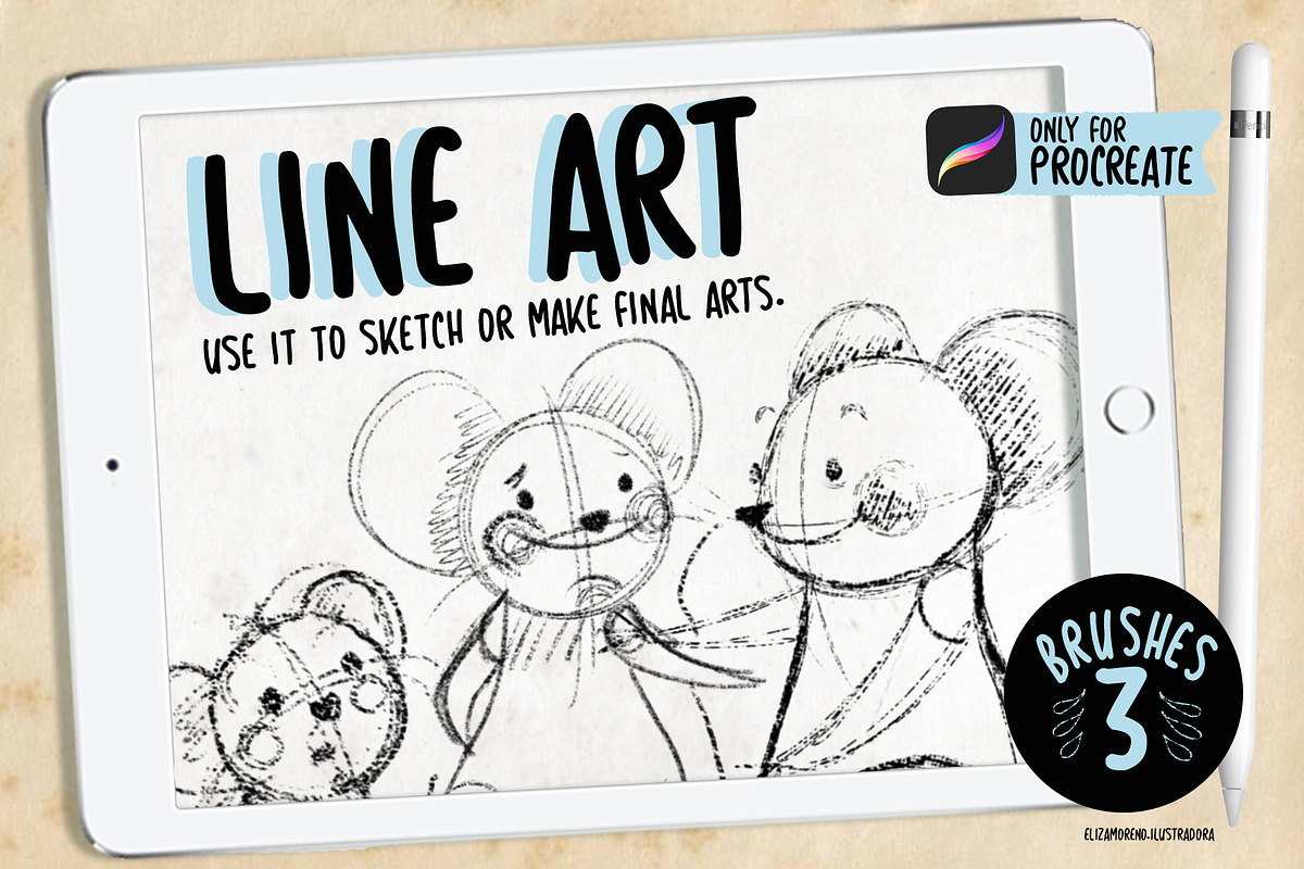 Line Art - Brushes for procreate, a Brush Add-On by Eliza Moreno Illustration (Photo 1 of 2)