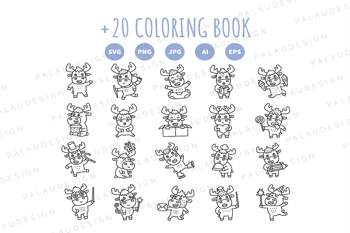 Moose Christmas Clipart Set, an Animal Illustration by Palau (Photo 9 of 10)