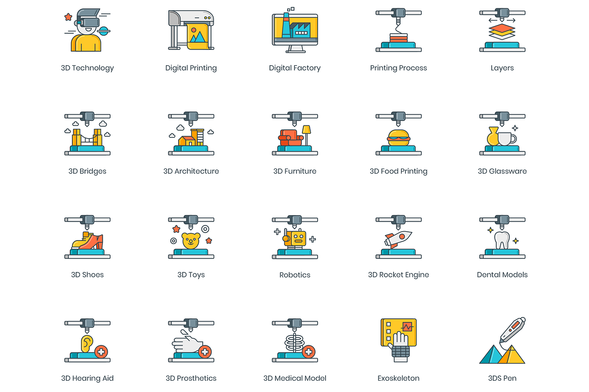 3D Printing & Modeling Icons, an Icon by Flat Icons (Photo 3 of 7)