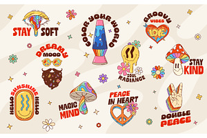 Retro y2k groovy stickers, an Object Illustration by Buch&Bee