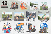Bicycle Riding Watercolor, a Decorative Illustration by CreativeValuation (Thumbnail 3 of 12)