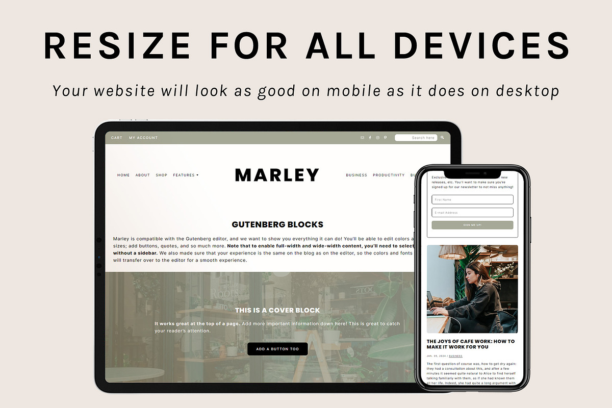 Marley Theme • Genesis Child Theme, a WordPress Template by Code + Coconut (Photo 7 of 8)