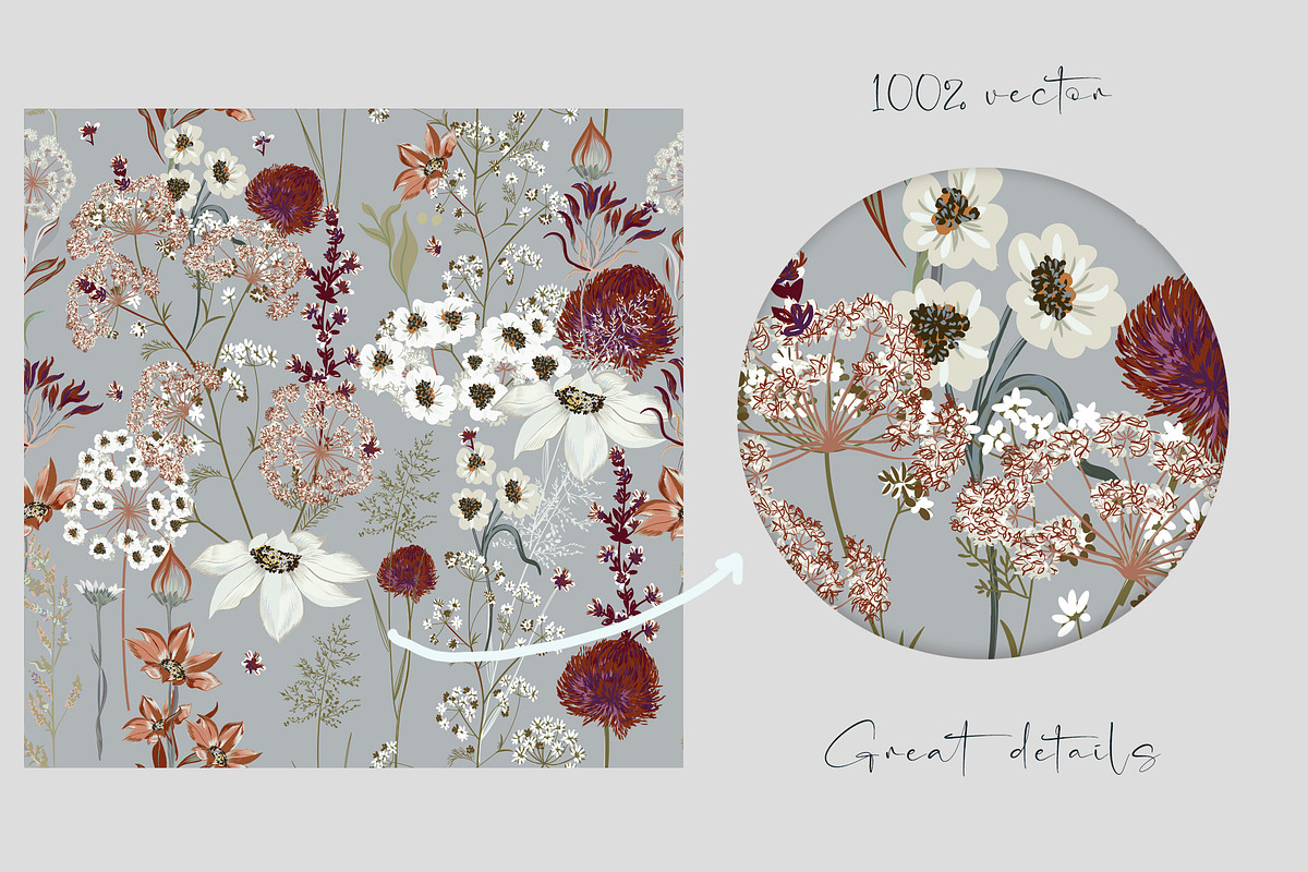 Wild meadow seamless pattern, a Pattern Graphic by FleurArt (Photo 2 of 6)