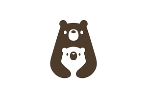 bear mom and son cub logo vector, a Branding & Logo Template by VASTARD STUDIO