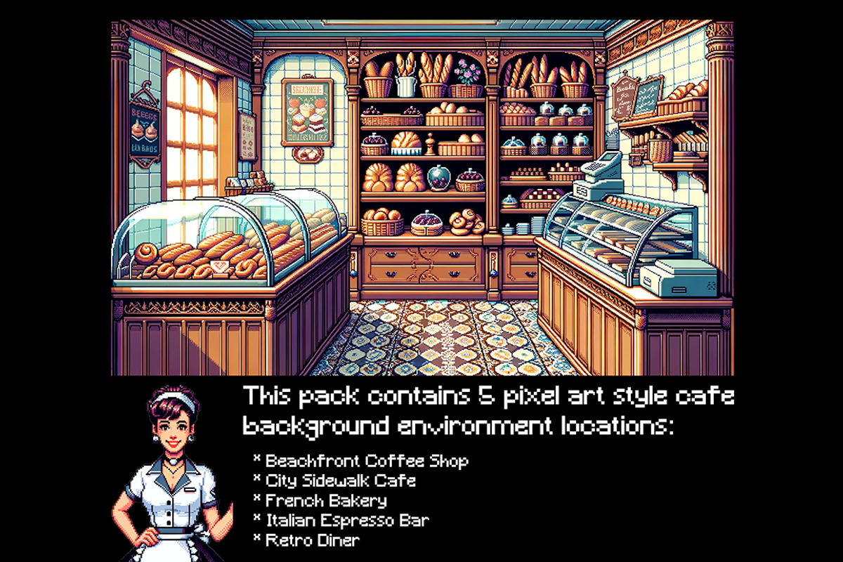 Background - Pixel Cafe, a Background Graphic by The Rusty Press (Photo 2 of 8)