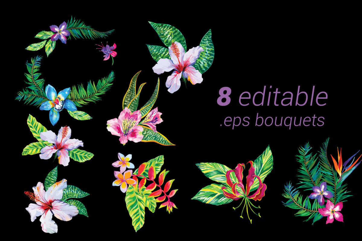 Aloha - tropical flowers kit., an Illustration by RosaPompelmo (Photo 3 of 5)
