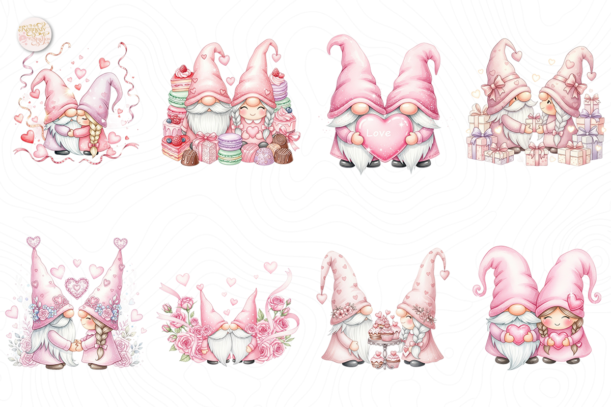 Pink Valentine Gnome PNG Clipart, an Object Illustration by KennedyStudio (Photo 2 of 5)