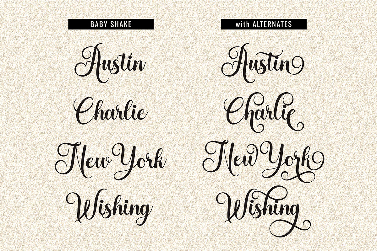Baby Shake - Luxury Calligraphy Font, a Script Font by Airotype (Photo 2 of 13)