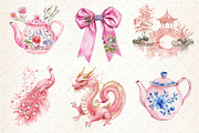 Pink Chinoiserie Summer Clipart, an Illustration by Dream Creation (Thumbnail 6 of 6)