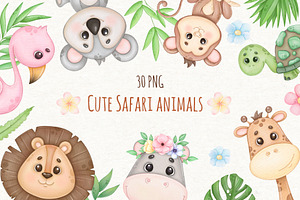 Cute Safari Jungle Animals Clipart