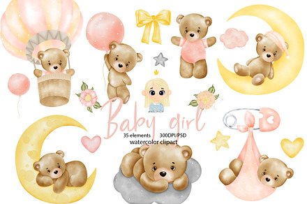 Baby Girl Watercolor clipart