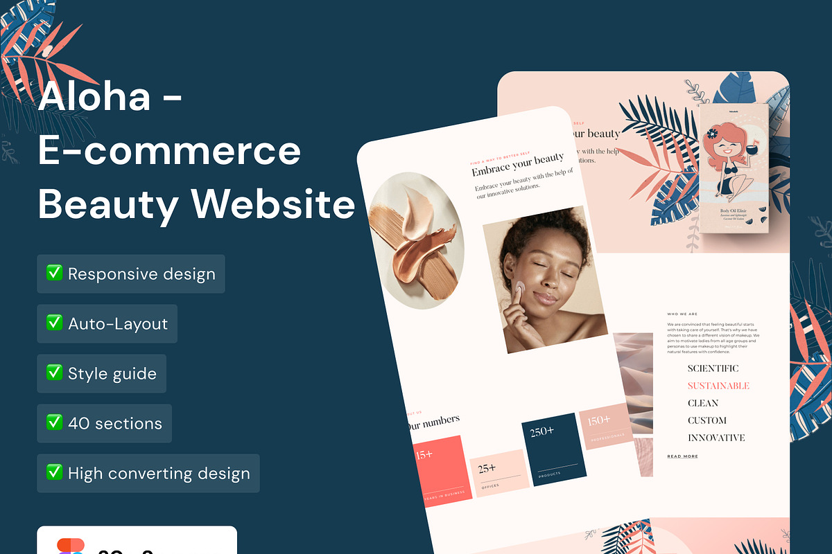 Aloha - E-commerce Beauty Website, an UI Kit Template by AE.design (Photo 1 of 8)