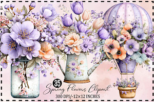 Spring Flowers Sublimation Clipart, an Illustration by SVGArt