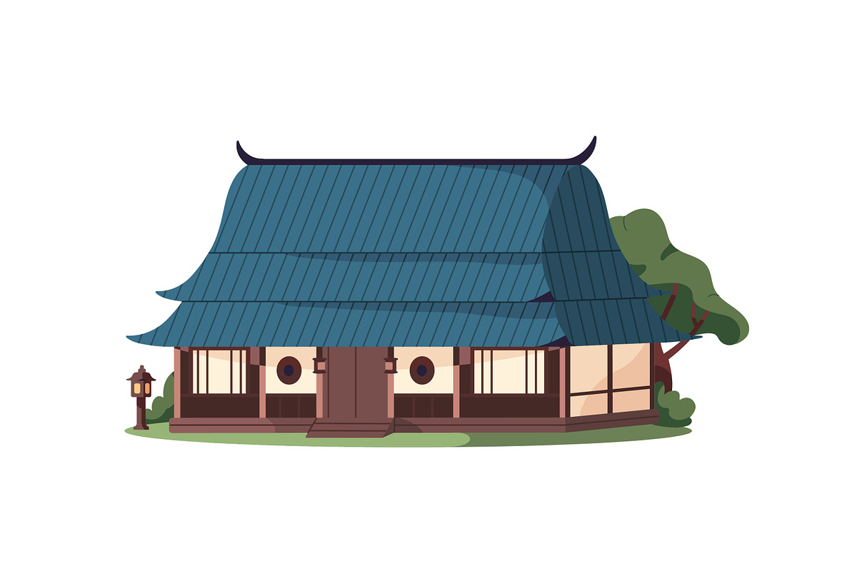 Chinese buildings set + banner, a Decorative Illustration by PaperTrident (Photo 5 of 12)