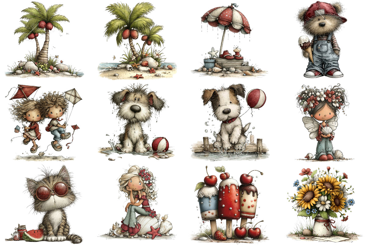 Whimsical Summer Clipart, an Illustration by OK Design (Photo 3 of 6)