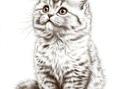 Adorable Kitten Looking Up Pencil Sk, an Abstract Photo by Pixeness