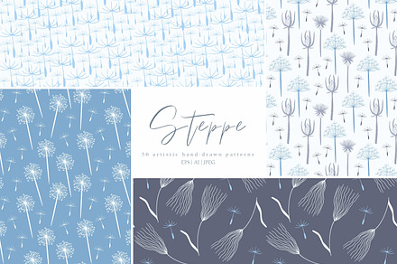 Wildflowers Patterns. Blue Edition