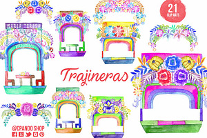 Trajinera Xochimilco Mexican Clipart