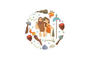 Caveman. round shape of background, an Illustration by Onyx
