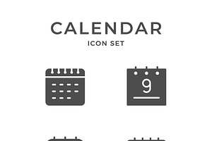 Set icons of calendar, a Solid Icon by motorama