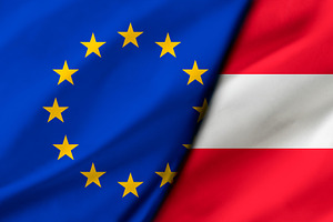 European Union and Austria Flags Blended, an Object Illustration by Davizro's Market
