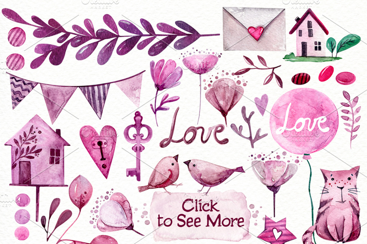Watercolor Valentine's Day, a Decorative Illustration by Ksenia Markevych (Photo 2 of 8)