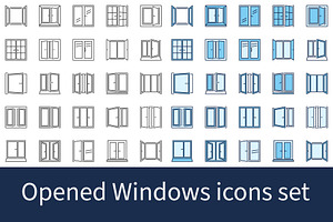 Opened Glass Windows icons set, an Icon by VenomousVector