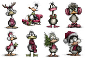 Christmas Whimsical Duck Clipart, an Illustration by Dream Creation (Thumbnail 4 of 7)