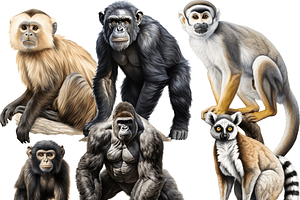 Watercolor Primate Clipart