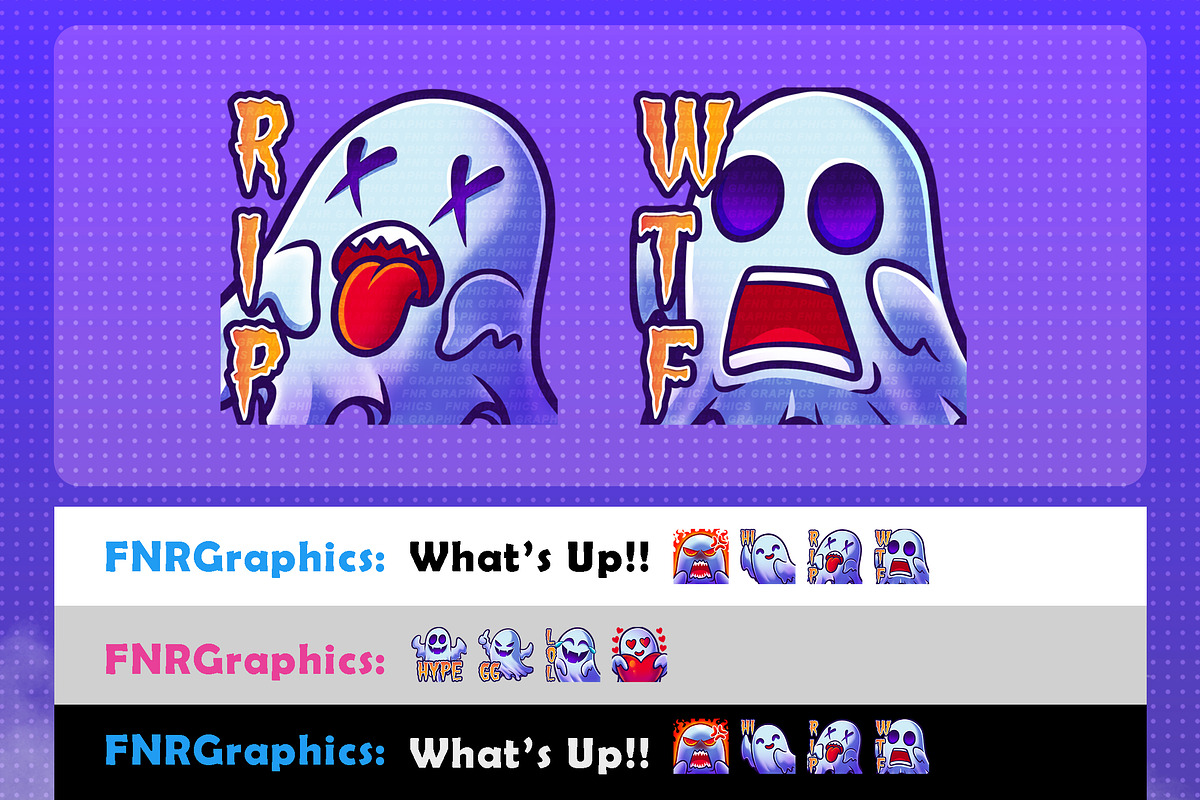 Cute Spooky Ghost Twitch Emotes, an Illustration by FNR Graphics (Photo 3 of 5)