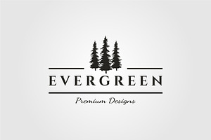 Three Pines Logo Vector Evergreen