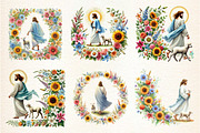 Floral Jesus Collection Clipart, an Illustration by DreamArtGraphic (Thumbnail 2 of 4)