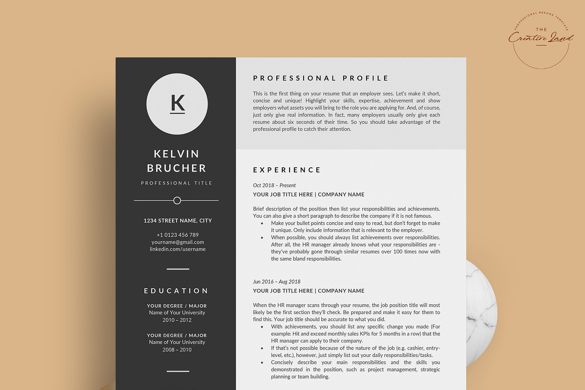 Resume/CV - The Kelvin, a Resume Template by CreativeLandStudio (Photo 2 of 8)