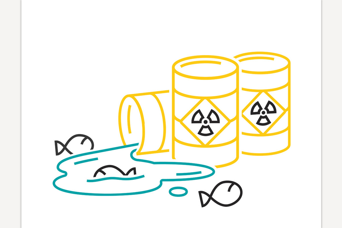 Radioactive water linear sign, pic, an Outline Icon by Anna's Shop
