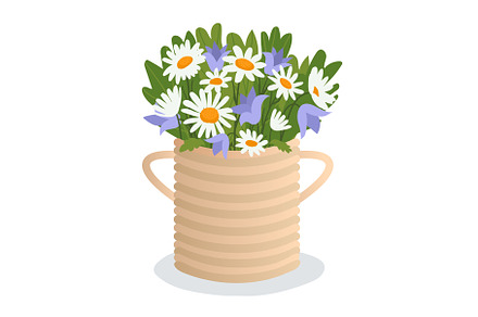 Bouquet of daisies and bellflowers, an Illustration by KitVector