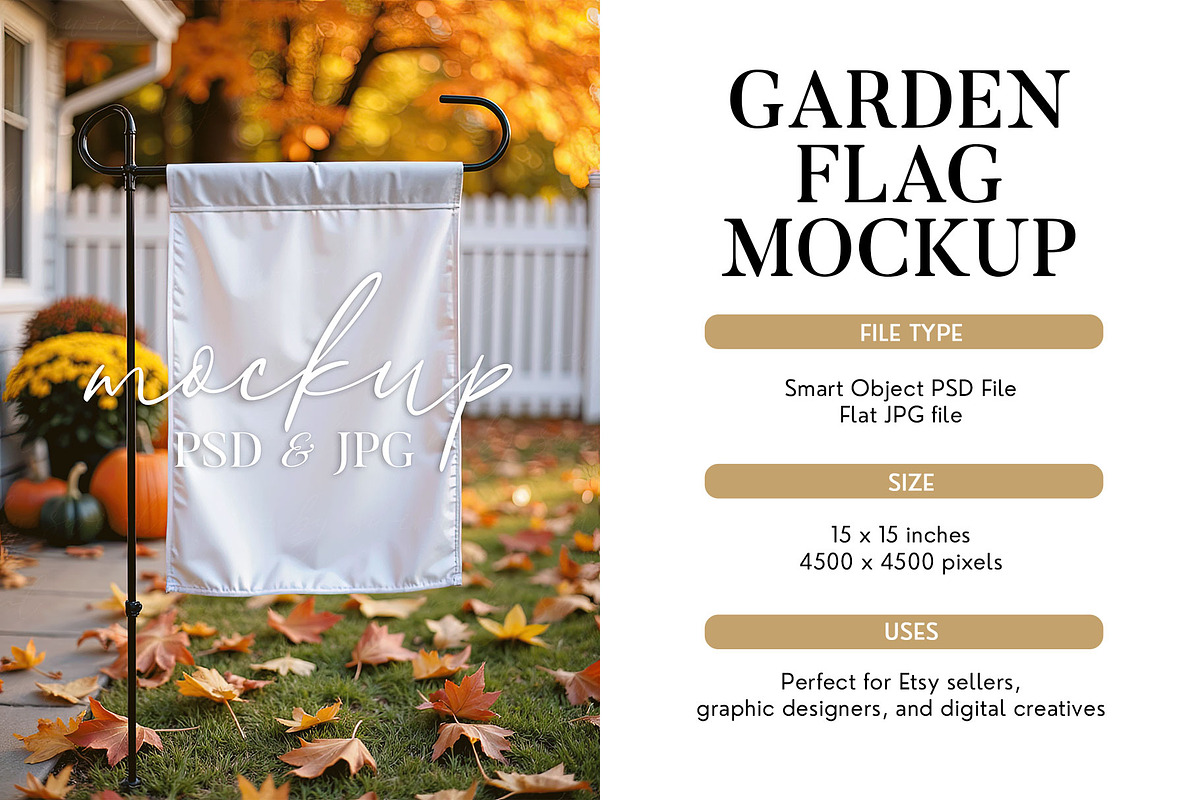 PSD Autumn Garden Flag Mockup, a Mockup by Bijou Bay