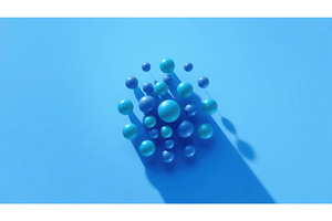 Abstract composition of blue spheres, an Illustration by tilialucida
