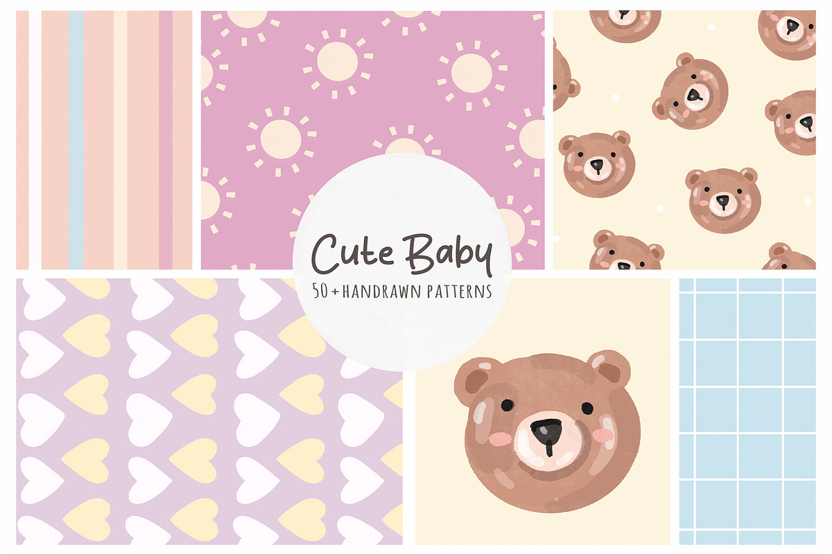 50 + Cute Seamless Patterns Bundle, a Pattern Graphic by Waterystrokes (Photo 1 of 8)