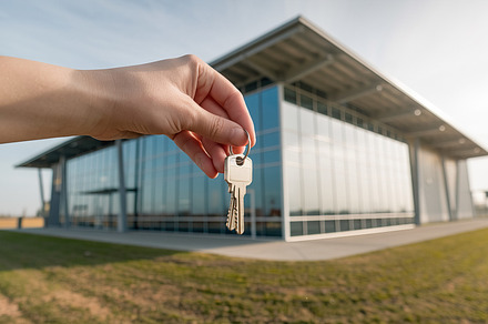A hand holds keys in front