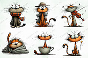 Whimsical Cats Clipart Bundle, an Illustration by Creative Art (Thumbnail 3 of 11)