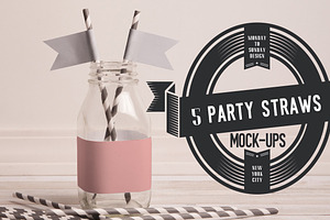 5 Party Straws with Flags!