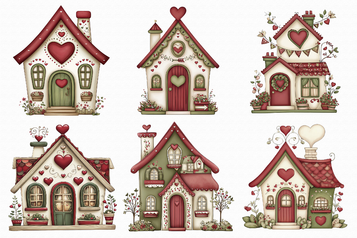 Whimsical Valentine House Clipart, an Illustration by Libby Wishes (Photo 2 of 8)