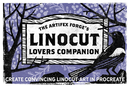 Linocut Lovers Companion - Procreate, a Brush Add-On by The Artifex Forge