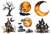 Watercolor Halloween House Clipart, an Illustration by Libby Wishes (Thumbnail 4 of 5)