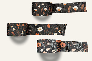 Black Floral Rustic Terracotta