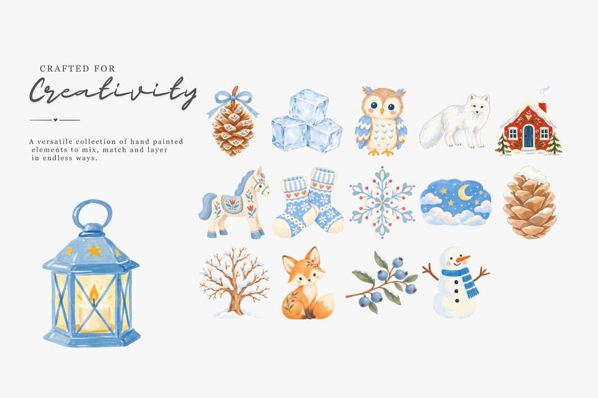 cozy storybook winter clipart set, a Decorative Illustration by Patishop Art (Photo 9 of 9)